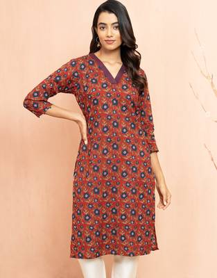 Worust kalamkari print cotton kurta - traditional raksha bandhan outfit three quarter sleeve 3
