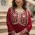 Maroon faux georgette with embroidered sequin work gown dupatta