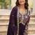 Wine faux georgette with embroidered sequins work gown dupatta