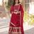 Maroon faux blooming with embroidery zari sequins-work gown with dupatta
