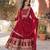 Maroon faux blooming with embroidery zari sequins-work gown with dupatta