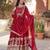 Maroon faux blooming with embroidery zari sequins-work gown with dupatta