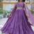 Onionpink star georgette with rich sequins embroidered work gown dupatta