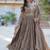 Beige star georgette with rich sequins embroidered work gown dupatta