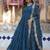 Teal georgette plain gown with dupatta