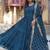 Teal georgette plain gown with dupatta