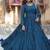 Teal georgette plain gown with dupatta