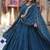 Teal georgette plain gown with dupatta