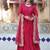Rani pink georgette plain gown with dupatta