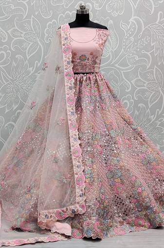 Pink Net Heavy Fancy Embroidered Designer Lehenga Choli