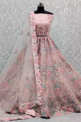 Pink Net Heavy Fancy Embroidered Designer Lehenga Choli