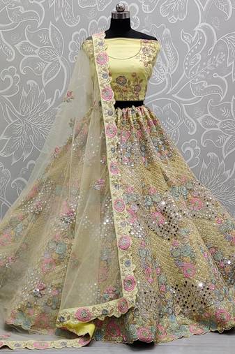 Yellow Net Heavy Fancy Embroidered Designer Lehenga Choli