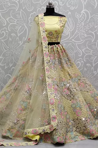 Yellow Net Heavy Fancy Embroidered Designer Lehenga Choli