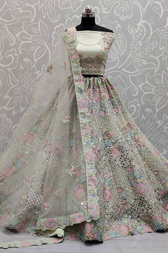 Pista Net Heavy Fancy Embroidered Designer Lehenga Choli