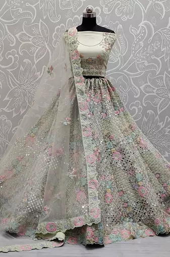 Pista Net Heavy Fancy Embroidered Designer Lehenga Choli