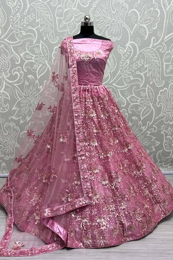 Pink Net Heavy Fancy Embroidered Designer Lehenga Choli