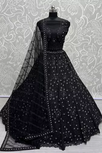 Black Net Heavy Fancy Embroidered Designer Lehenga Choli