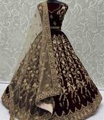 Maroon Velvet Heavy Fancy Embroidered Designer Lehenga Choli