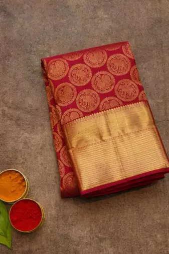 Red silk saree for wedding with silk mark certified