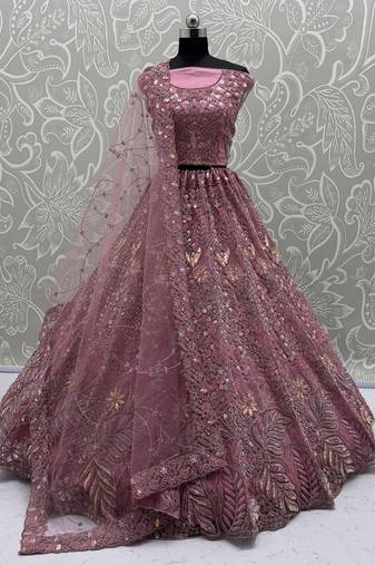 Pink Net Heavy Fancy Embroidered Designer Lehenga Choli
