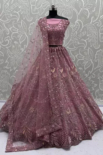 Pink Net Heavy Fancy Embroidered Designer Lehenga Choli