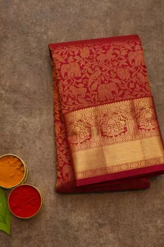 Red colour pattu saree