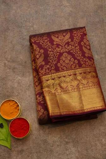 Maroon pattu saree