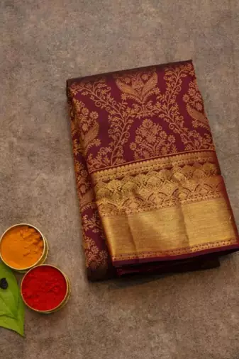 Maroon pattu saree