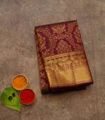 Maroon pattu saree with silk mark certified
