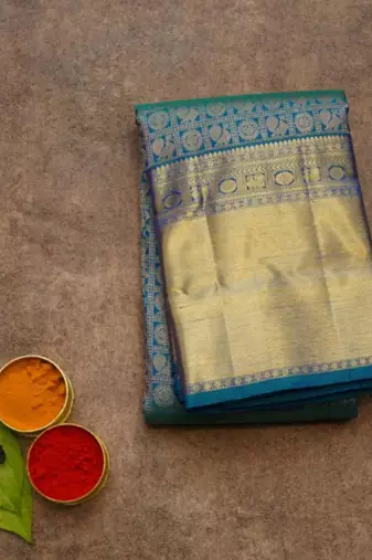 Peacock blue bridal saree