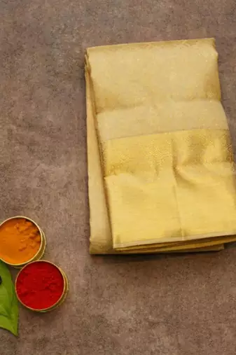 Golden brocade saree