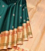Pine green pure zari silk saree with silk mark certified