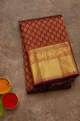Maroon colour silk saree with silk mark certified