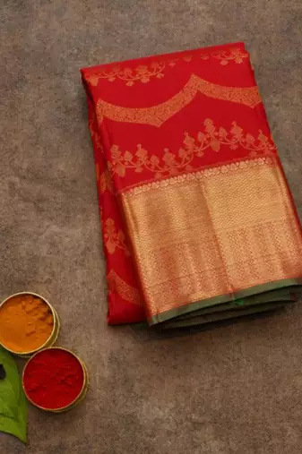 Red pattu saree with silk mark certified