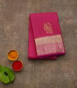 Pink butta silk saree with silk mark certified