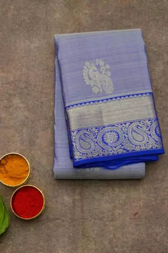 Blue designer kanjivaram silk saree