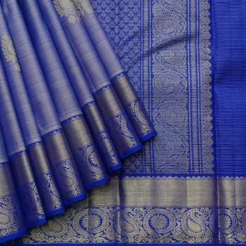 Blue designer kanjivaram silk saree with silk mark certified 2
