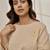 Women's beige linen cotton yoga top with ethnic embroidery & side tie-up detail
