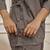 Women's grey linen cotton yoga top with ethnic embroidery & side tie-up detail