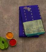 Royal blue and green silk saree with silk mark certified