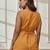 Women's dusty saffron linen cotton sleeveless yoga top with ethnic embroidery & belt detail