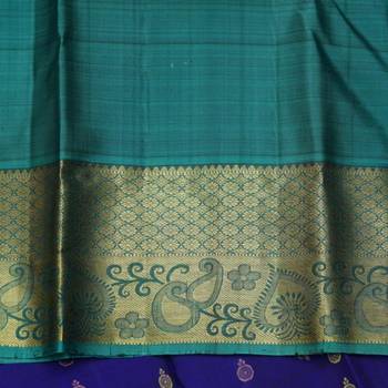 Royal blue and green silk saree with silk mark certified 4