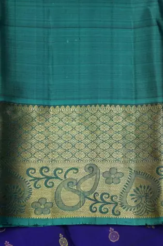 Royal blue and green silk saree with silk mark certified