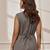 Women's grey linen cotton sleeveless yoga top with ethnic embroidery & belt detail