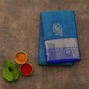 Blue pattu saree with silk mark certified 2
