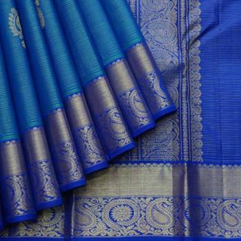 Blue pattu saree with silk mark certified 3