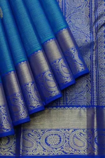 Blue pattu saree with silk mark certified