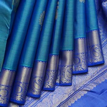 Blue pattu saree with silk mark certified 4