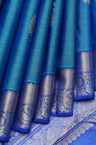 Blue pattu saree with silk mark certified