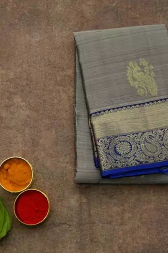 Grey and blue vairaoosi silk saree